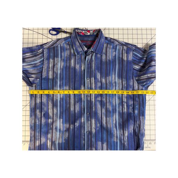 Luchiano Visconti Black Blue Stripe Red Floral Button Down Dress Shirt Men L - Picture 7 of 7